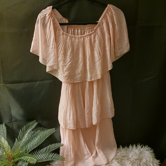 Pink Boho Off The Shoulder Dress (sz sm) - Picture 4 of 5